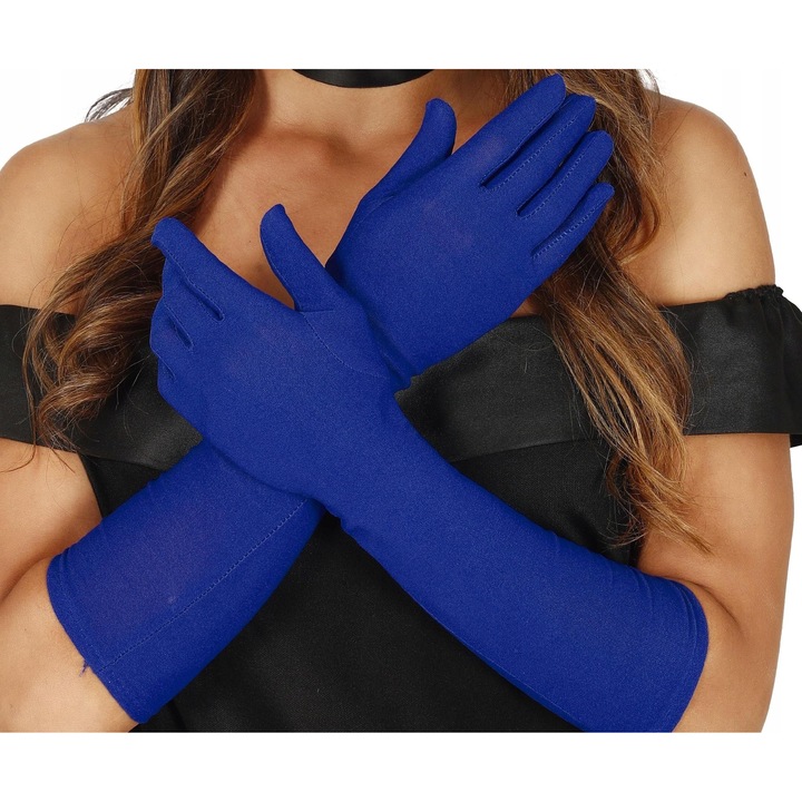 Manusi lungi de seara albastre, stil retro, pentru femei, carnaval, anii 1920, 42 cm