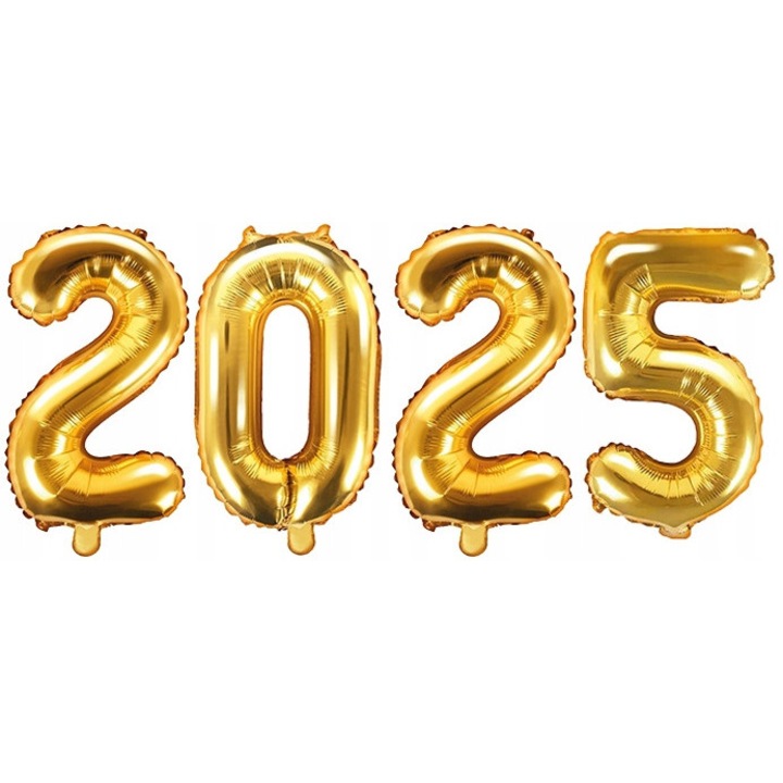 Set baloane foliowe 2025, Party deco, zlat, 35cm