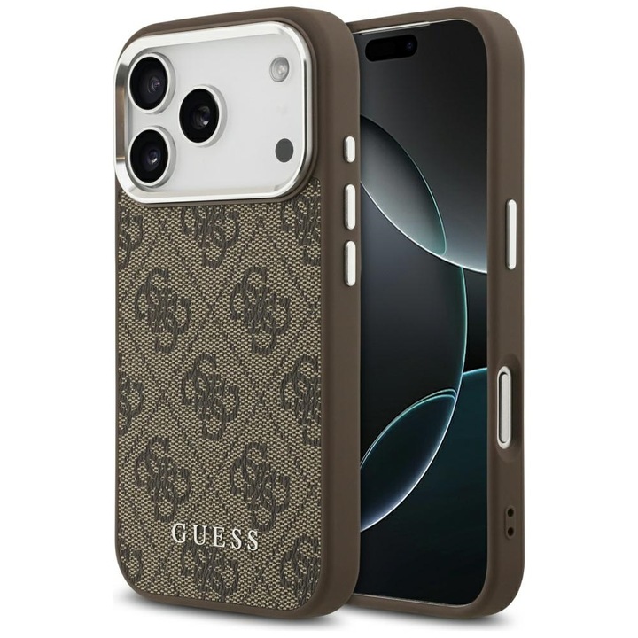 Калъф за iPhone 17 Pro Max - Guess Hardcase 4G Classic Logo MagSafe - Кафяв