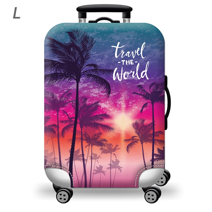 Husa protectie troler, elastica, material gros rezistent la uzura, spalabila, durabila si longeviva, cu fermoar la baza + inchizatoare cu clip, dimensiuni L, potrivita pentru troler 26-29 inch, violet