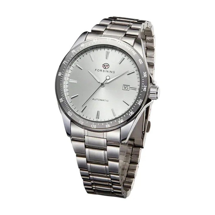 Ceas Barbati Forsining 8294 Argintiu Mecanic – Design Business, Functii Multiple, Afisaj luminos, Rezistent la Apa 3ATM