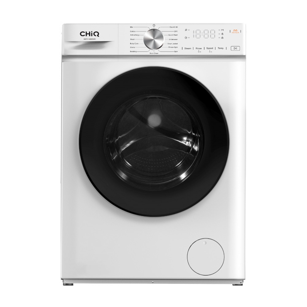 Masina de spalat rufe Slim CHiQ MG70-12386BHW, Motor inverter, Steam, Start intarziat, 1200 rpm, 7 kg, Clasa A, Alba