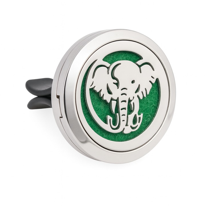 Autós aromaterápiás diffúzor Neo™ HG427, Elefánt, 1 mellékelt szivacsbetéttel, illóolajokkal, környezetbarát, rozsdamentes acél