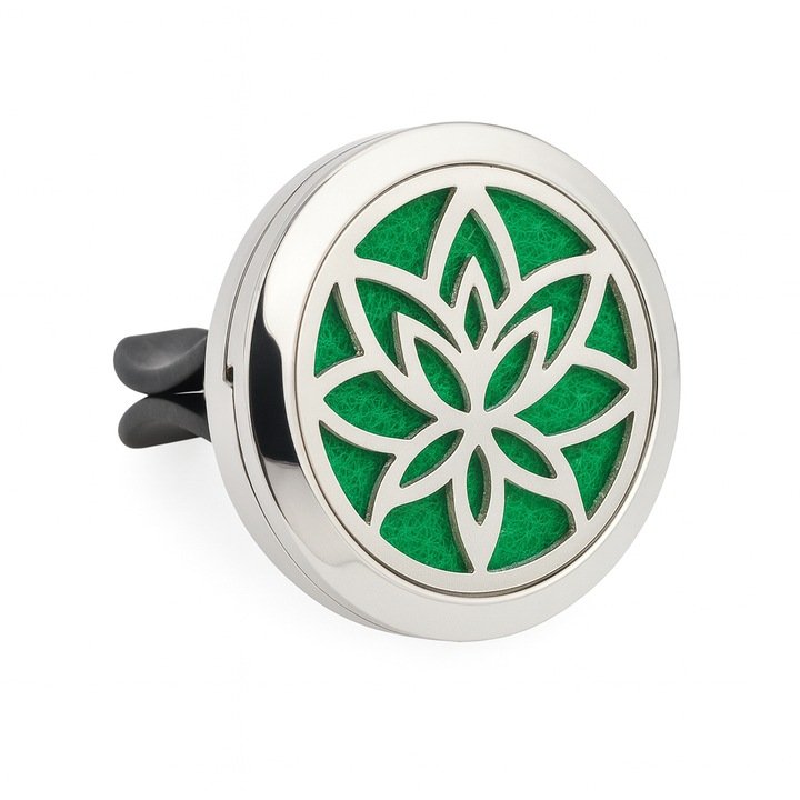 Autós aromaterápiás diffúzor Neo™ HG427, Lotus Star, 1 szivacsbetét mellékelve, illóolajokkal, környezetbarát, rozsdamentes acél