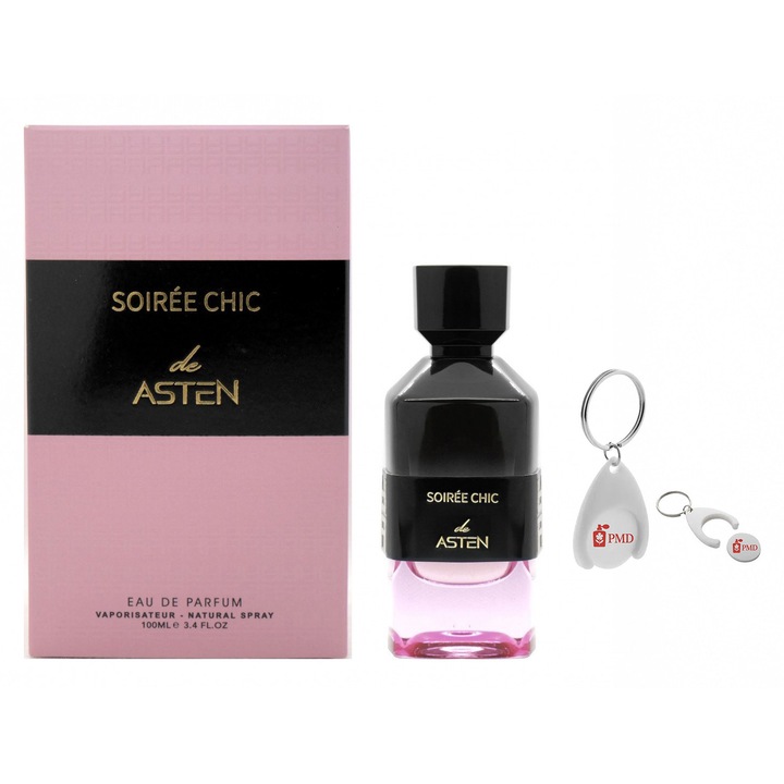 Asten Soiree Chic Eau de Parfum Szett, Unisex, 100ml, személyre szabott "PMD" kulcstartóval