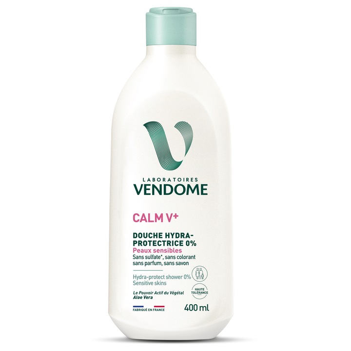 Hidratáló, parfümmentes tusfürdő gél, Calm V+, Laboratoires Vendôme, 400 ml
