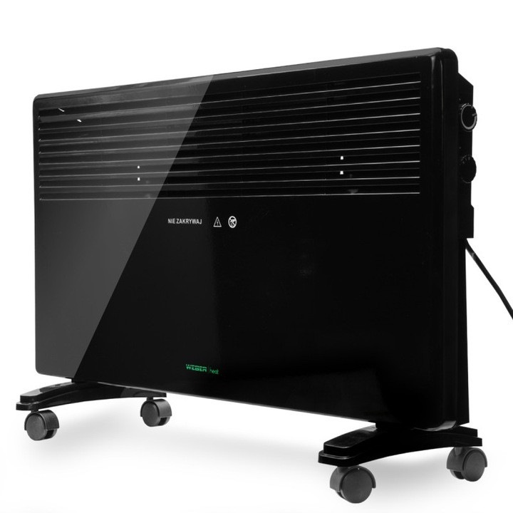 Radiator convector electric Weber Heat PN-2000, 2000W, termostat ajustabil, negru, 775x85x425mm