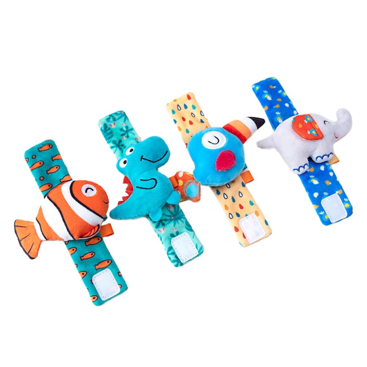 Babacsörgő Játék, Rajzfilm Állat Design, Puha Anyag, Csörgő Hang, Érzékszervi Stimuláció és Motoros Fejlődés, Ideális Babáknak 0-3 Éves Korig