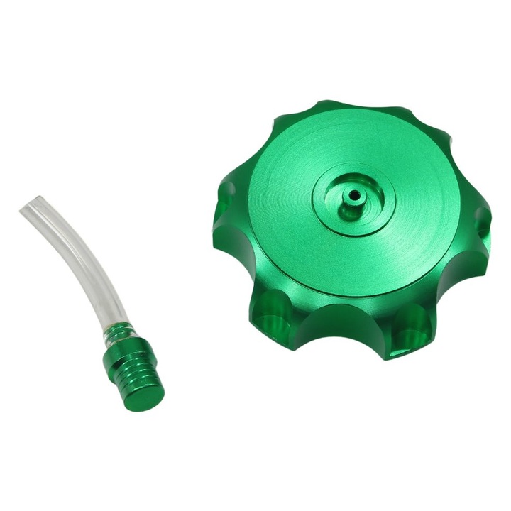 Buson rezervor cu filet si aerisitor, din metal, culoare verde