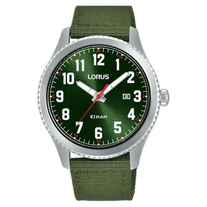 Lorus RH997RX9 férfi karóra, kvarc szerkezet, bőr szíj, zöld számlap, 41mm, 100m vízálló