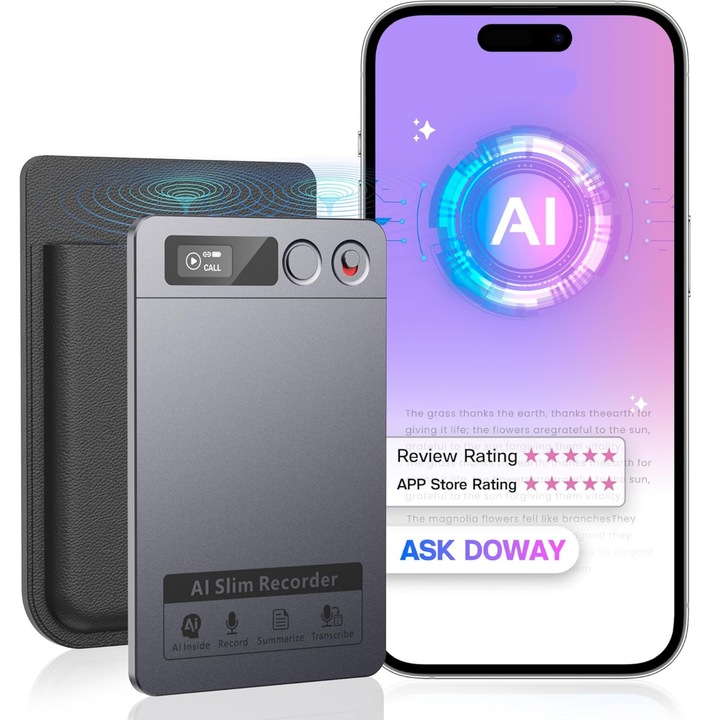 Hangrögzítő goBERA, 64GB, dupla mikrofon, zajcsökkentés, hordozható 30g