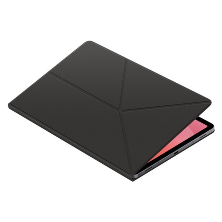 Husă de protecție Samsung pentru tabletă, tip stand, aspect piele, flip activ, deschidere laterală, trifold, suport de birou, magnetic, negru, compatibil cu: Samsung Galaxy Tab S11 WIFI, SM-X730, / Galaxy Tab S11 5G, SM-X736B