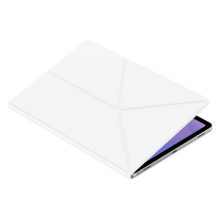 Husă de protecție Samsung pentru tabletă, tip stand, aspect piele, flip activ, deschidere laterală, trifold, suport de birou, magnetic, alb, compatibilă cu: Samsung Galaxy Tab S11 5G, SM-X736B, / Galaxy Tab S11 WIFI, SM-X730