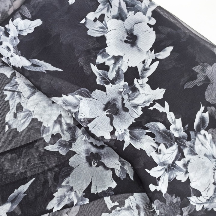 Esarfa dama, Traderplus, florala, usoara, neagra