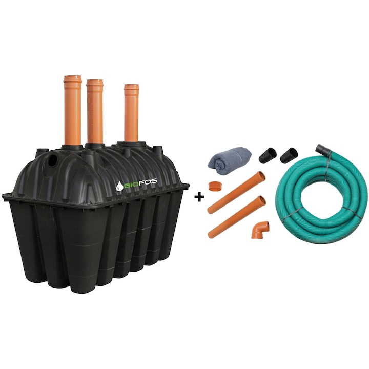 Fosa septica BioFos, pentru 5-8 persoane, 2500L, cu kit de instalare si drenaj inclus