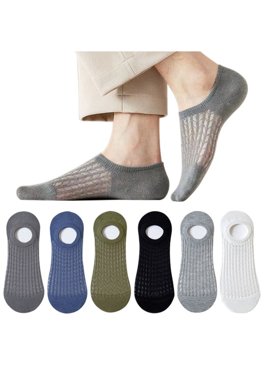 Sosete dama TRADERPLUS set 6 perechi, respirabile, antiderapante, multicolor