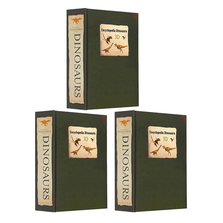 Enciclopedie 3D despre Dinozauri, 25x20cm, set de 3 bucati, material hartie