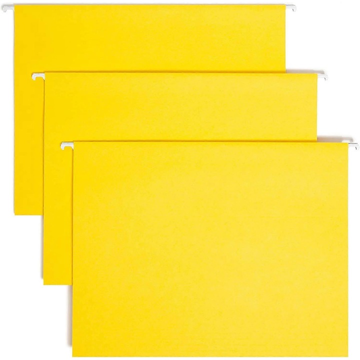 Dosare suspendate colorate, 25 bucati, dimensiune letter, galben, cu tab ajustabil