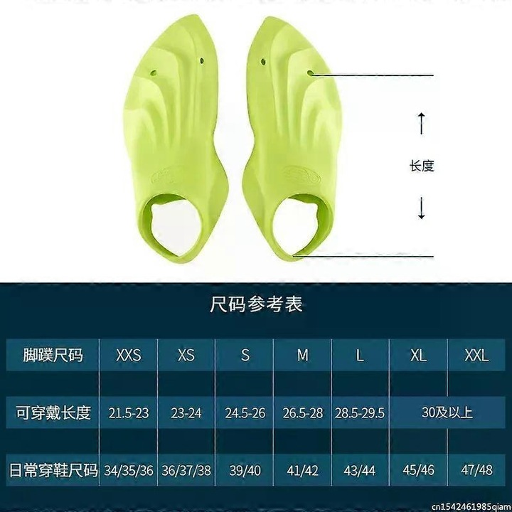 Labe de inot set, fluorescente galbene, marimi XXS/XS/S/M/L/XL/XXL, material EVA