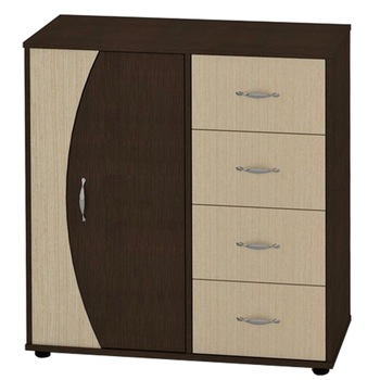 Comoda 4-1-1, 4 Sertare + 1 Usa, 88x45x91cm, Wenge / Mesteacan Comoda 4-1-1, 4 Sertare + 1 Usa, 88x45x91cm, Wenge / Mesteacan