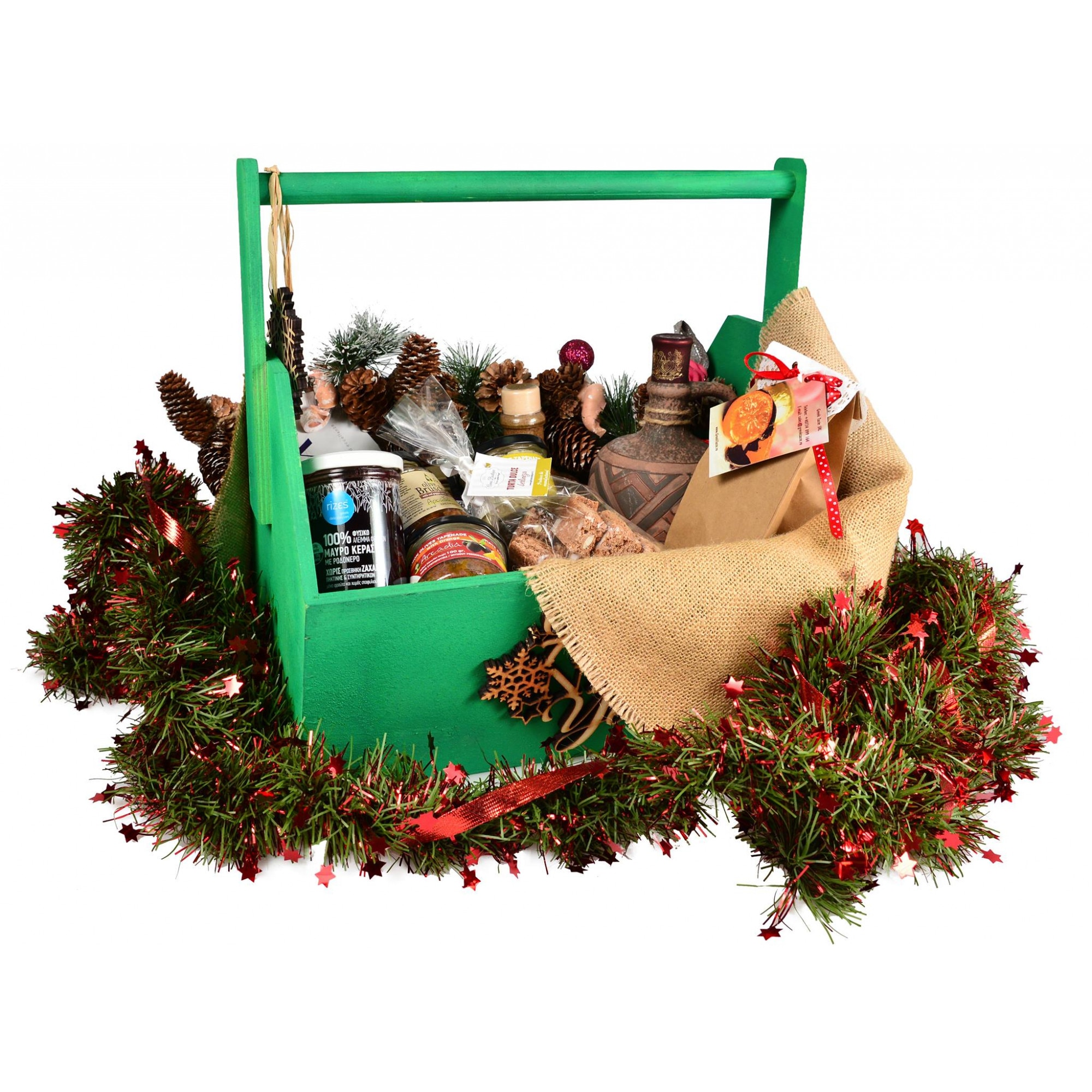 Cos Cadou, cos verde din lemn, 