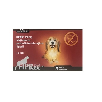 Pipeta antiparazitara Fiprex M, caini 10-20 kg, cutie cu 3 pipete Pipeta antiparazitara Fiprex M, caini 10-20 kg, cutie cu 3 pipete