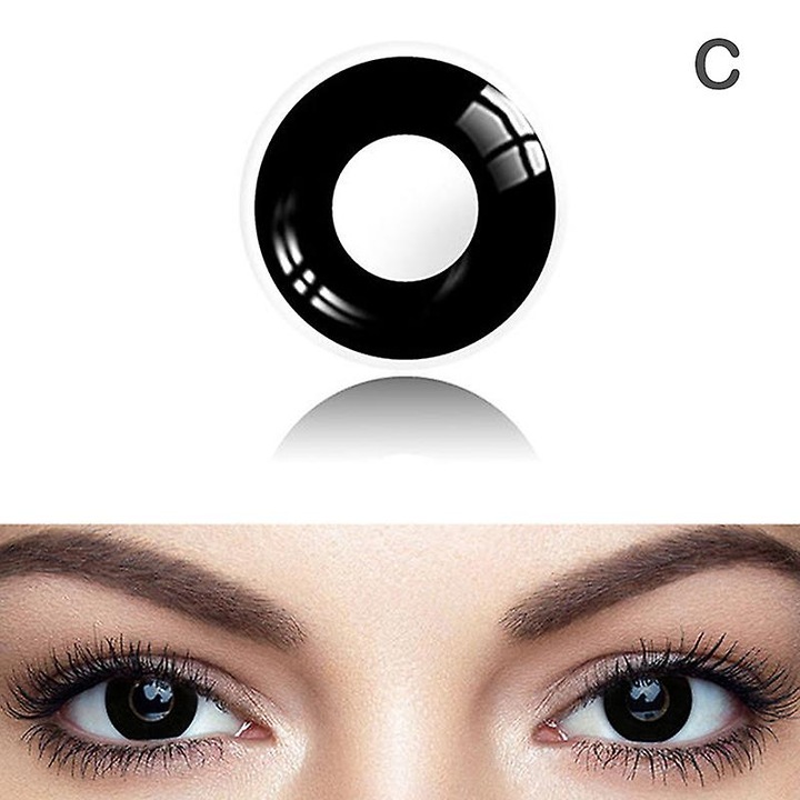 Цветни контактни лещи, 14.50 мм, 1 чифт, за партита и косплей, черни