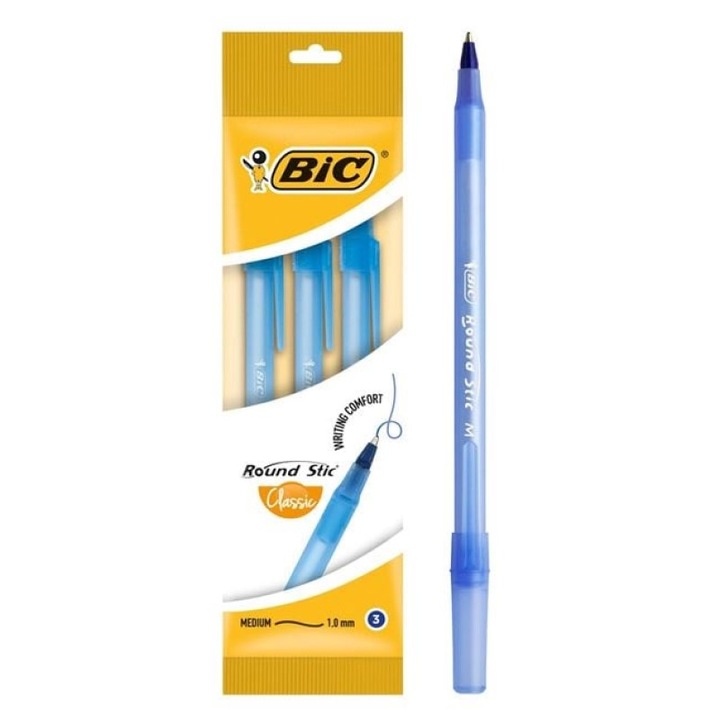 Комплект 3 химикалки BIC Round със синьо мастило