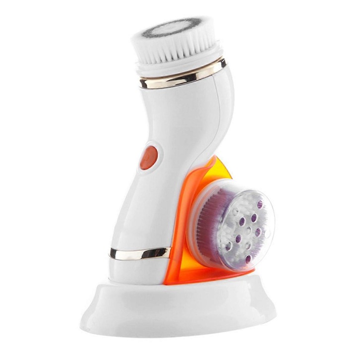 Perie electrica de curatare, 4 in 1, 2 viteze, impermeabila, cu 4 capete interschimbabile, culoare foto