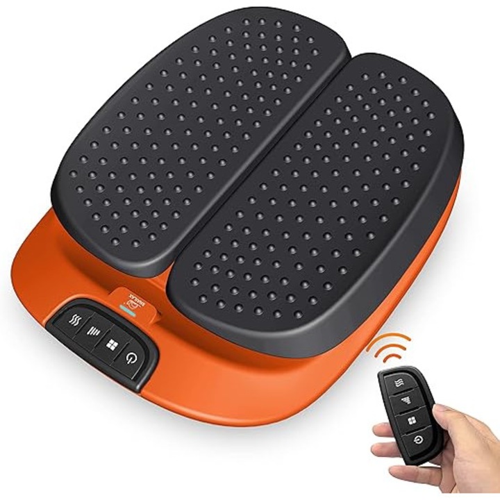 Snailax 591R Aparat de Masaj Shiatsu pentru Picioare cu Functie de Incalzire, Masaj Electric cu Vibratii si Telecomanda, portocaliu