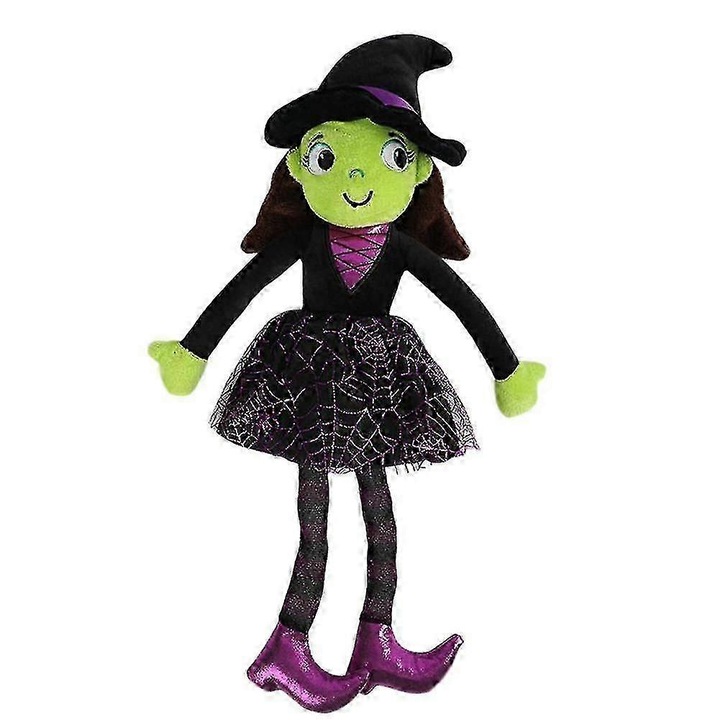 Papusa de plus vrajitoare de Halloween, 40x15x5cm, design dragut, cadou de sarbatoare