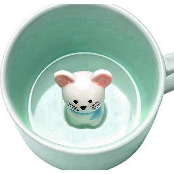 Cana ceramica cu design animal, capacitate 230ml, 2.6x3.5x2.3 inch, multicolor