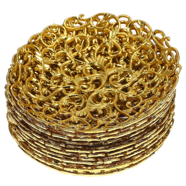 Set de farfurii pentru servire, 12 buc, design elegant, auriu, 8x8x1.5 cm