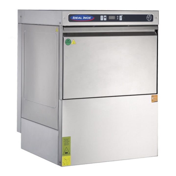 Masina profesionala de spalat vase cu pompa de evacuare detergent si agent de clatire Ideal Inox 500 farfurii