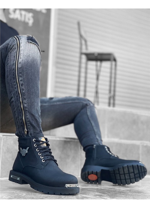 Férfi csizma, Ökológiai bőr, Base, 359004, Fekete, 41