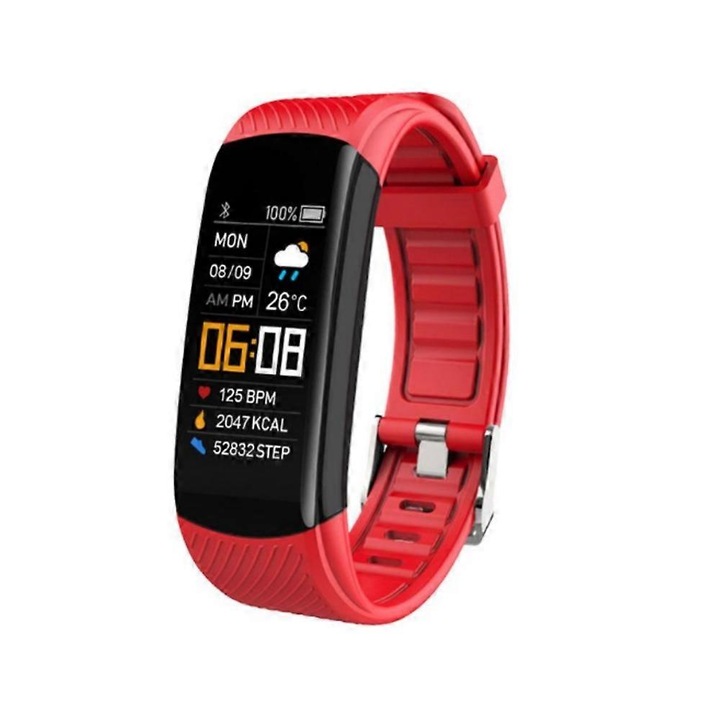 Bratara inteligenta, monitor ritm cardiac, monitor tensiune arteriala, moduri multi-sport, rosie