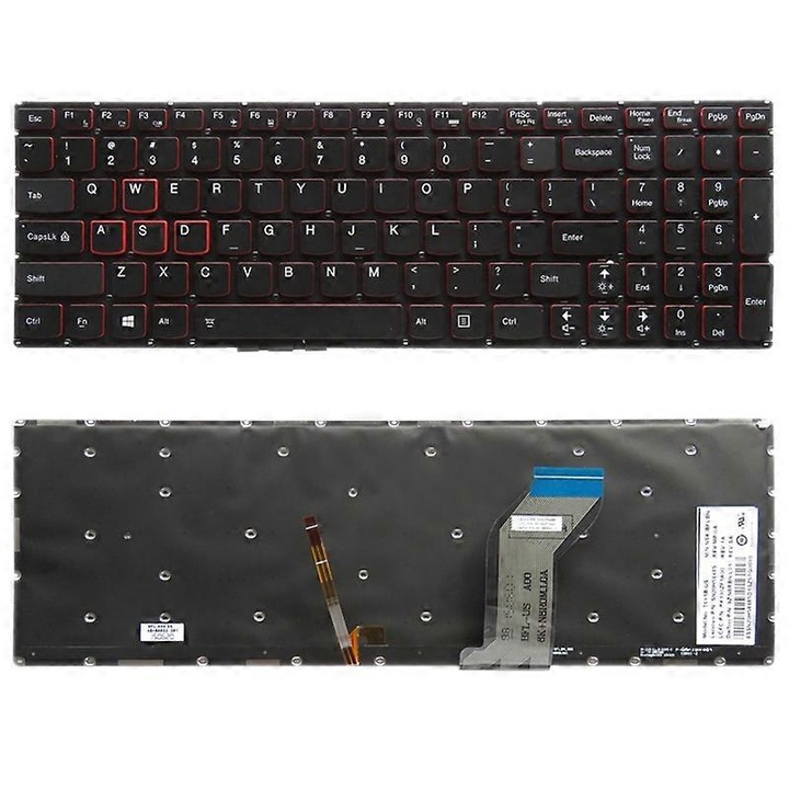 Комплект клавиатура за лаптоп, US, с подсветка, за Lenovo Ideapad Y700, 15x15см