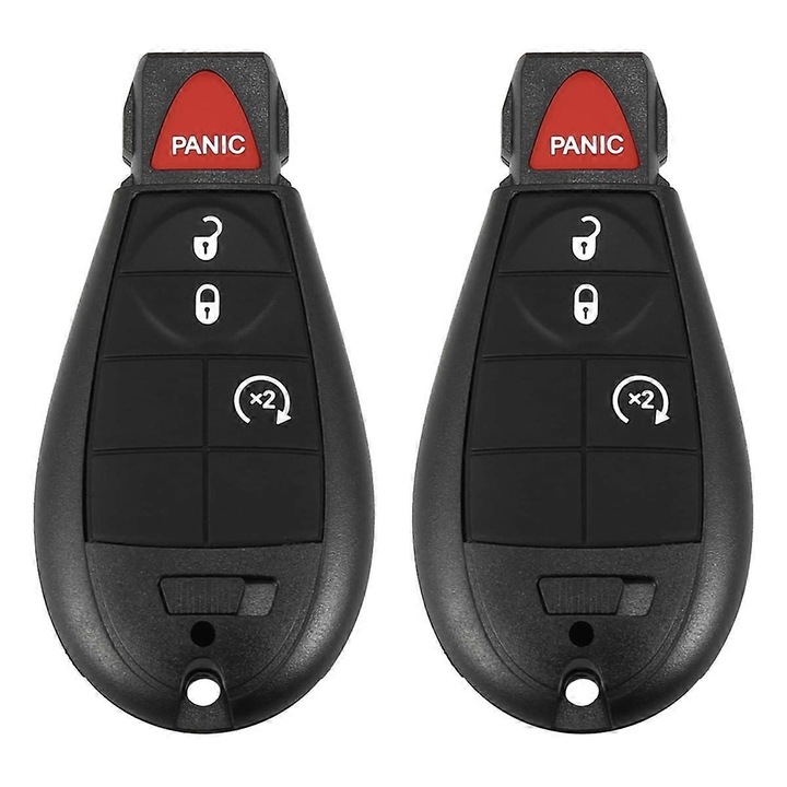 Cheie auto de rezerva pentru Dodge Ram 1500 2013-2021, 2500 3500 4500 5500 2013-2018, 4 butoane, frecventa 433MHz, set 2 bucati, negru