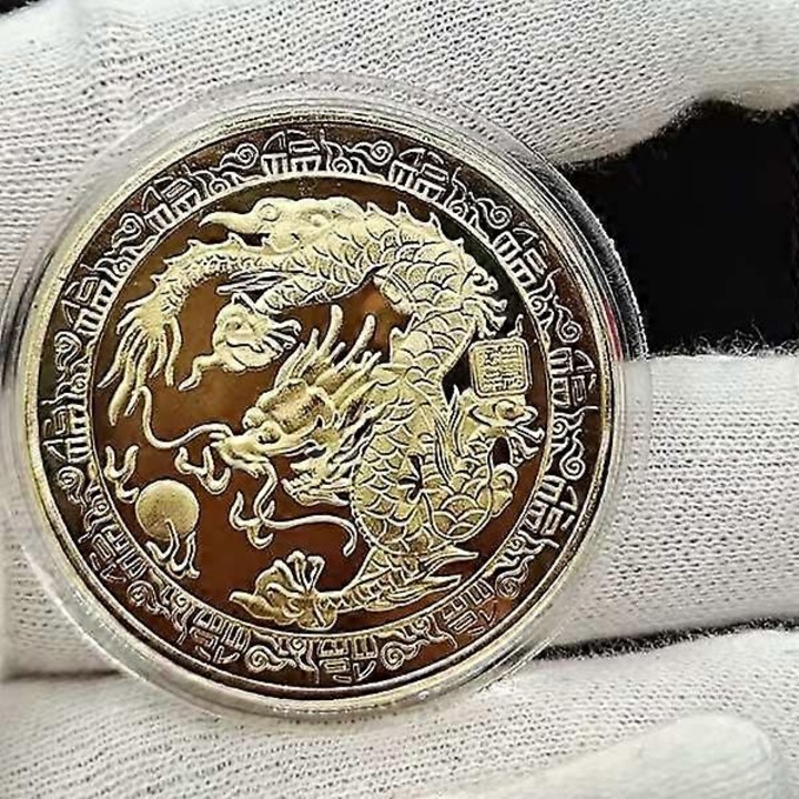 Moneda comemorativa Aniversara Aur si Argint, Dragon, 4x0.3cm, 1 bucata