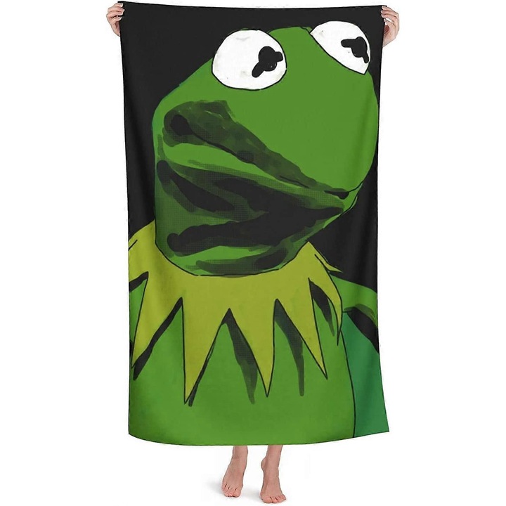 Prosop plaja Kermit The Frog 80x130cm microfibra, uscare rapida, set