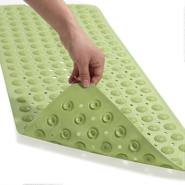 Covoras baie antiderapant, 70x36cm, PVC, verde, cu ventuze si puncte de masaj