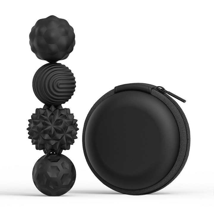 Set de mingi magnetice din silicon pentru reducerea stresului, 4 bucati, negru