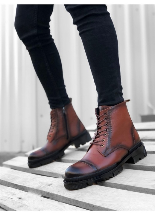 Férfi csizmák, Valódi bőr, Base, 362085, Barna, 40