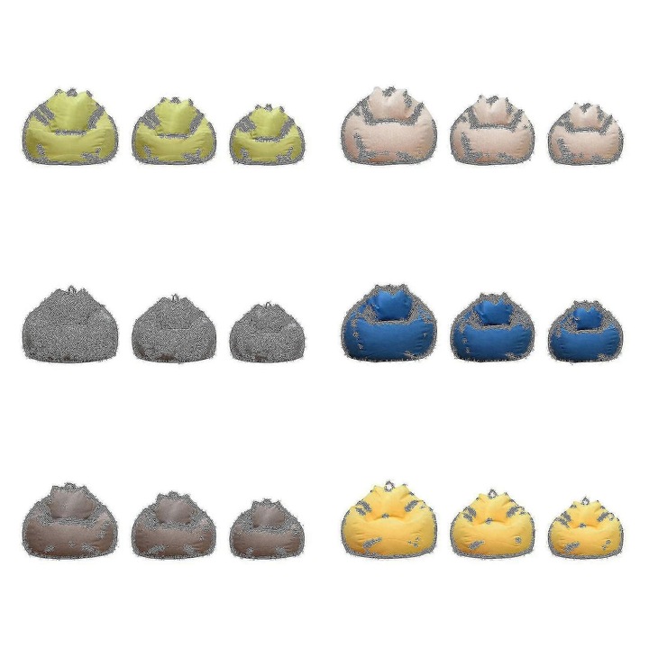 Husa pentru scaun bean bag, gri, 90x110cm, din bumbac si in, pentru adulti si copii