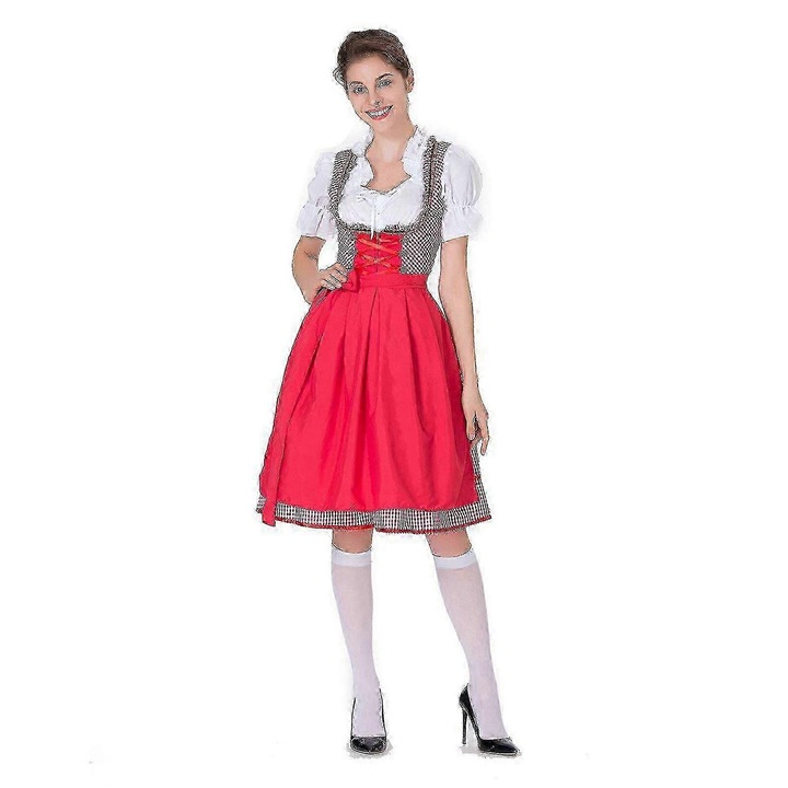 Rochie de carnaval pentru femei, costum Oktoberfest, design clasic, dantela, multicolor, marimi S-3XL