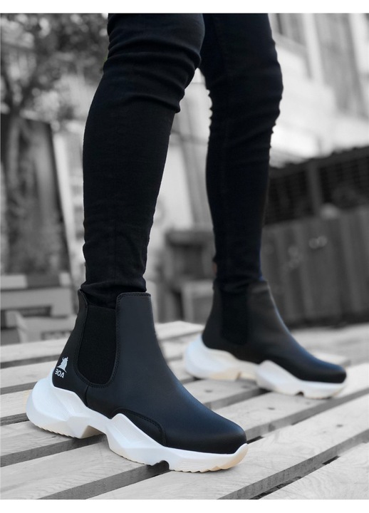 Férfi csizma, Ökológiai bőr, Base, 362098, Fekete, 40