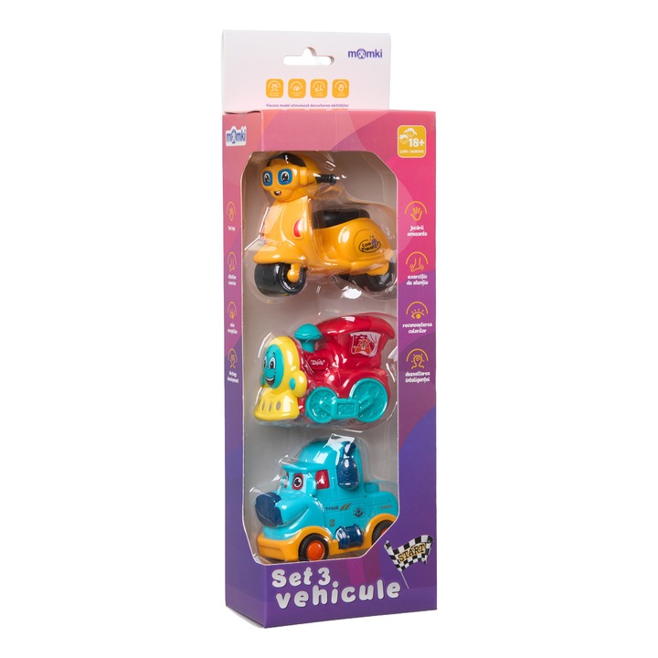 Set 3 vehicule Momki - Scuter galben