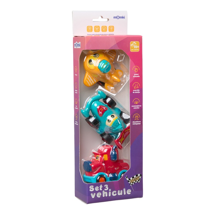 Set 3 vehicule Momki - Masinuta albastra