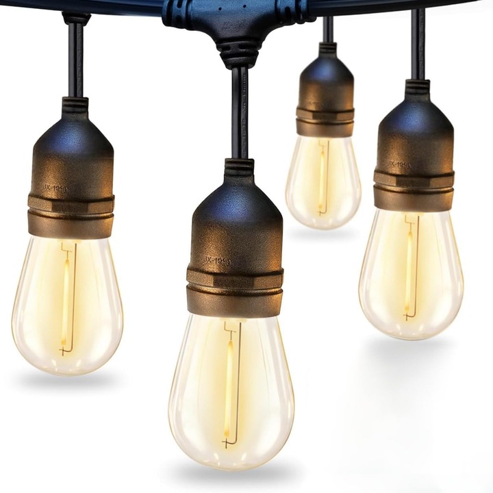 Ghirlanda LED Solara Exterior 5m cu 10 Becuri, Brivoo®, Lumina Calda 3000K, Panou Solar + Incarcare USB, Baterie 1200mAh, Autonomie 6h+, IP44 rezistenta la stropi, Ideala pentru Gradina, Terasa, Camping, Petreceri, Balcon, Veranda, Decor Iluminat Economic