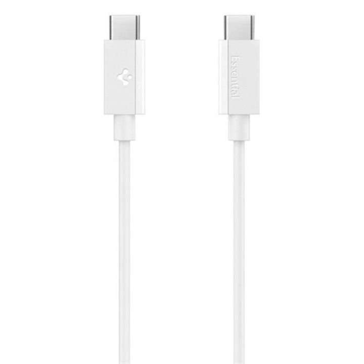 Spigen essential eb6020cc adatkábel, type-c - type-c, 60w, pd gyorstöltő, 200cm, fehér